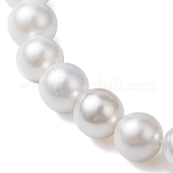 Женские эластичные браслеты из натурального лазурита и круглой жемчужной ракушки&nbsp;BJEW-JB10552-01