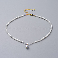 Стеклянные жемчужные бусины подвески ожерелья&nbsp;NJEW-JN02564