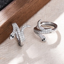 Латунные кубических серьги циркония обруч&nbsp;EJEW-Q014-39P