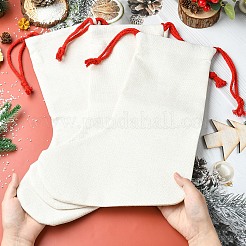 Льняная термопереводная рождественская подвеска в виде чулка&nbsp;AJEW-YWC0001-09