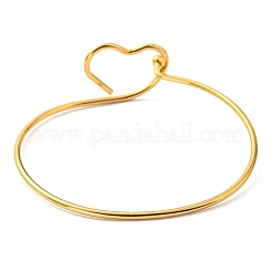 Brazalete de acero inoxidable con forma de corazón y envoltura de alambre 201&nbsp;BJEW-E079-03G