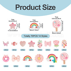 70 шт. 14 стиля непрозрачных и прозрачных смоляных кабошонов&nbsp;RESI-TA0004-77