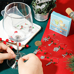 12 Stück Weihnachtsthema im tibetischen Stil aus Legierung und Glas&nbsp;AJEW-SC0002-02