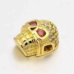 Micro ottone moda spianare cubic zirconia cranio perline cave&nbsp;ZIRC-J009-03G
