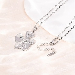 Colliers à pendentif fleur en acier inoxydable 304 avec chaîne câble pour hommes et femmes&nbsp;NJEW-K308-05F-P