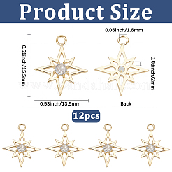 12 Stück Messing pflastern klare Zirkonia-Anhänger&nbsp;KK-SC0007-82G