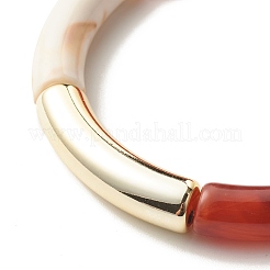 Braccialetto elasticizzato con perline in tubo curvo acrilico con pietra preziosa imitazione&nbsp;BJEW-JB07953