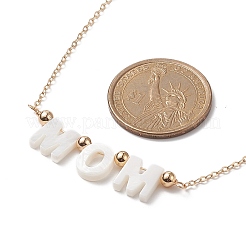 Collana con ciondolo mamma parola conchiglia naturale con catene portacavi in ottone dorato per la festa della mamma&nbsp;NJEW-JN04151-01