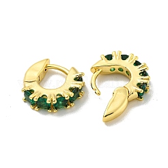 Orecchino a cerchio in zirconi cubici micro pavè di ottone&nbsp;EJEW-C088-23G-02