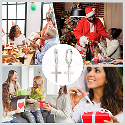 1 пара серег-колец с крестообразным родиевым покрытием из стерлингового серебра для женщин&nbsp;EJEW-BBC0001-53