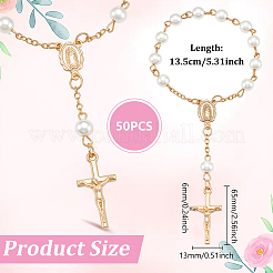 50 bracelet en alliage avec croix et breloque Jésus&nbsp;BJEW-WA0001-03