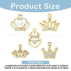 25 Stück 5 Stile Legierung mit Strass-Anhängern&nbsp;FIND-YW0012-71