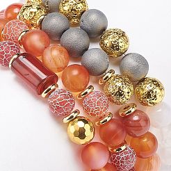 Set di braccialetti elasticizzati con perline di agata naturale mista in stile 4 pz 4&nbsp;BJEW-JB08780