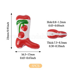 5 Stück Stiefel-Backfarbe Glasemailleperlen&nbsp;LAMP-TADJ0001-08H