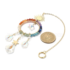 Décorations pendentif en perles de pierres précieuses chakra&nbsp;HJEW-JM01152-01