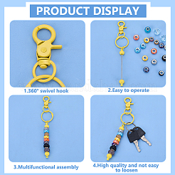 24 шт. 8-цветные застежки для брелока из нержавеющей стали и сплава с бусинами&nbsp;FIND-ME0002-95
