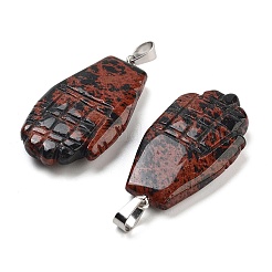 Anhänger aus natürlichem Mahagoni-Obsidian mit Schnitzereien&nbsp;G-K369-01P-10