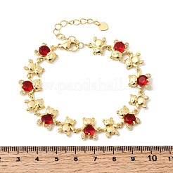 Messing-Gliederkettenarmbänder mit Mikropflaster und Zirkonia für Damen&nbsp;BJEW-D457-01G-01