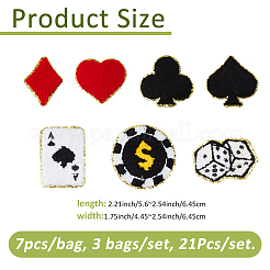 21 шт. полиэстеровая ткань для вышивки на тему азартной игры&nbsp;DIY-FH0009-63