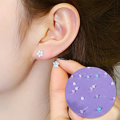 12 пара сережек-гвоздиков из смолы двух цветов&nbsp;EJEW-SP0001-13