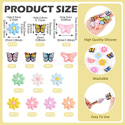Blumen- und Schmetterlings-Sets aus PVC- und Silikonperlen&nbsp;FIND-TA0007-96