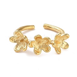 304 Edelstahl Blume offene Manschette Ring Zubehörse&nbsp;LS-STAS-K263-04G