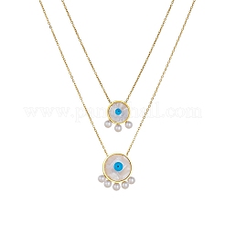 Collar doble de acero inoxidable 304 con colgante de ojo turco azul y acrílico para mujer.&nbsp;WG0980E-01