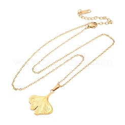 Ожерелья с подвесками из нержавеющей стали 304 в виде листьев гинкго&nbsp;NJEW-H059-21G