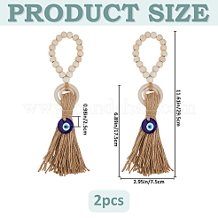 Деревянные бусины дверная ручка подвеска украшения&nbsp;AJEW-WH0270-923B