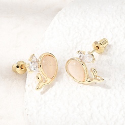 Boucles d'oreilles en laiton avec micro pavé de zircons cubiques pour femmes&nbsp;CU-CBAFF5B-10G