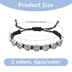 Bracelet à perles rond plat en alliage bicolore (12 pièce) avec breloque Saint Benoît&nbsp;BJEW-DC0001-33