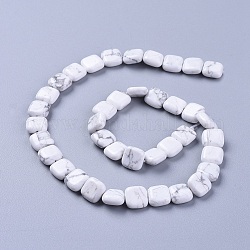 Chapelets de perles en howlite naturelle, carrée, 10~11x10~11x4~5mm, Trou: 0.8~1mm, Environ 37 pcs/chapelet, 15.35 pouce (39 cm)