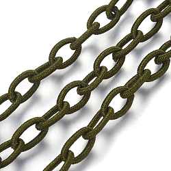 Cadenas de cable de seda hechas a mano, oliva, 9.8~12x6.8~8.5x2mm, 25~27 pulgada de largo