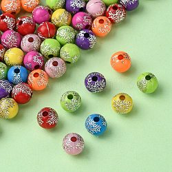 Beschichtung Acryl-Perlen, Metall umschlungen, Runde, für Ostern, Mischfarbe, 8 mm, Bohrung: 2 mm