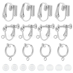 SUNNYCLUE 1 Box 18Pcs 3 Style Ear Clip Converters Clip on Earrings Bulk Silver Clip on Earring Back Non Pierced Earring Clip Earrings for Jewelry Making Women Adults DIY Dangle Earrings Crafts