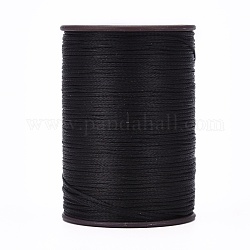 Ficelle de fil ciré plat, cordon micro macramé, pour la couture de cuir, noir, 0.8mm, environ 109.36 yards (100 m)/rouleau