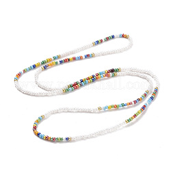 Glass Seed Beaded Elastic Waist Bead Chains, Summer Body Chains, Bikini Jewelry Chains for Women Girls, Mixed Color, 31-7/8 inch(81cm)