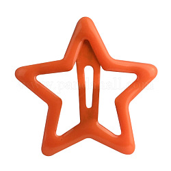 Haar-Accessoires Eisen Snap Haarspangen, mit Emaille, Stern, orange, 30x30 mm