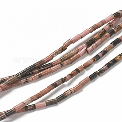 Natural Rhodonite Beads Strands, Column, 4.3~5.6x2.3~2.5mm, Hole: 0.9mm, about 82~86pcs/strand, 14.96~17.71 inch(38~45cm)