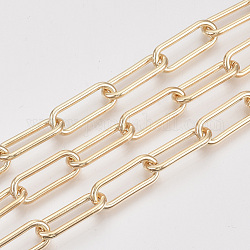 Chaînes de trombones en fer non soudées, chaînes de câble allongées étirées, avec bobine, or clair, 21x8.5x2mm, environ 82.02 pied (25 m)/rouleau