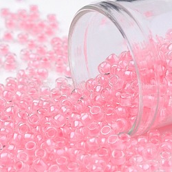 Toho runde Saatperlen, japanische Saatperlen, (379) mit Zuckerwatte rosa gefütterter Kristall, 8/0, 3 mm, Bohrung: 1 mm, über 222pcs / Flasche, 10 g / Flasche