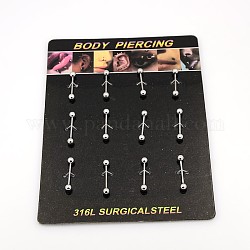 316L Surgical Stainless Steel Tongue Rings, Straight Barbell, Lip Piercing Jewelry, Stainless Steel Color, 21x4mm, Bar Length: 3/8