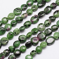 Natürliche Rubin in Zoisit Perlenstränge, getrommelt Stein, Nuggets, 9~11x9~11 mm, Bohrung: 1 mm, etwa 15.74 Zoll
