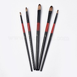 Wooden Paint Brushes Pens Sets, For Watercolor Oil Painting, Black, 180~198x5~9mm, brush: 10~18x3~11mm, 5pcs/set