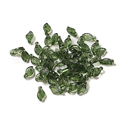 Transparentem Acryl Charme, für Ohrringe Zubehör, Blatt Charme, grün, 9.7x5.5x3.6 mm, Bohrung: 1.2 mm
