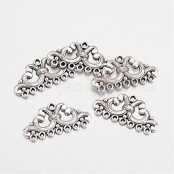 Tibetan Style Alloy Chandelier Component Links, Cadmium Free & Lead Free, Antique Silver, 14.5x28x1mm, Hole: 1mm, about 750pcs/1000g