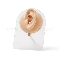 Moule d'affichage d'oreille en silicone souple, avec supports en acrylique, Boucles d'oreilles clou d'oreille affichage outils d'enseignement pour percer la pratique de l'acupuncture de suture, peachpuff, support : 8x5.1x10.6cm, silicone: 6.4x6.3x2.7 cm