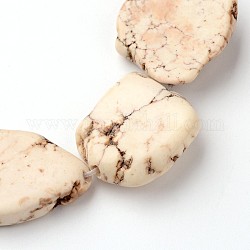 Nuggets Natural Magnesite Beads Strands, Antique White, 25~40x2~30x5~6mm, Hole: 1mm, about 100~130pcs/500g
