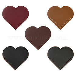 CHGCRAFT 10 Pcs 5 Colors Leather Bookmarks, Page Marker for Book, Heart Shape, Mixed Color, 45x50x5mm, Inner Diameter: 35mm, 2pcs/color