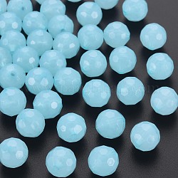 Perles en acrylique de gelée d'imitation, facette, ronde, lumière bleu ciel, 12x11.5mm, Trou: 1.8mm, environ 560 pcs/500 g